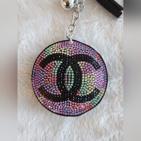 Multicolor Rhinestone Logo Keychain Bag Charm - Picture 2 of 3